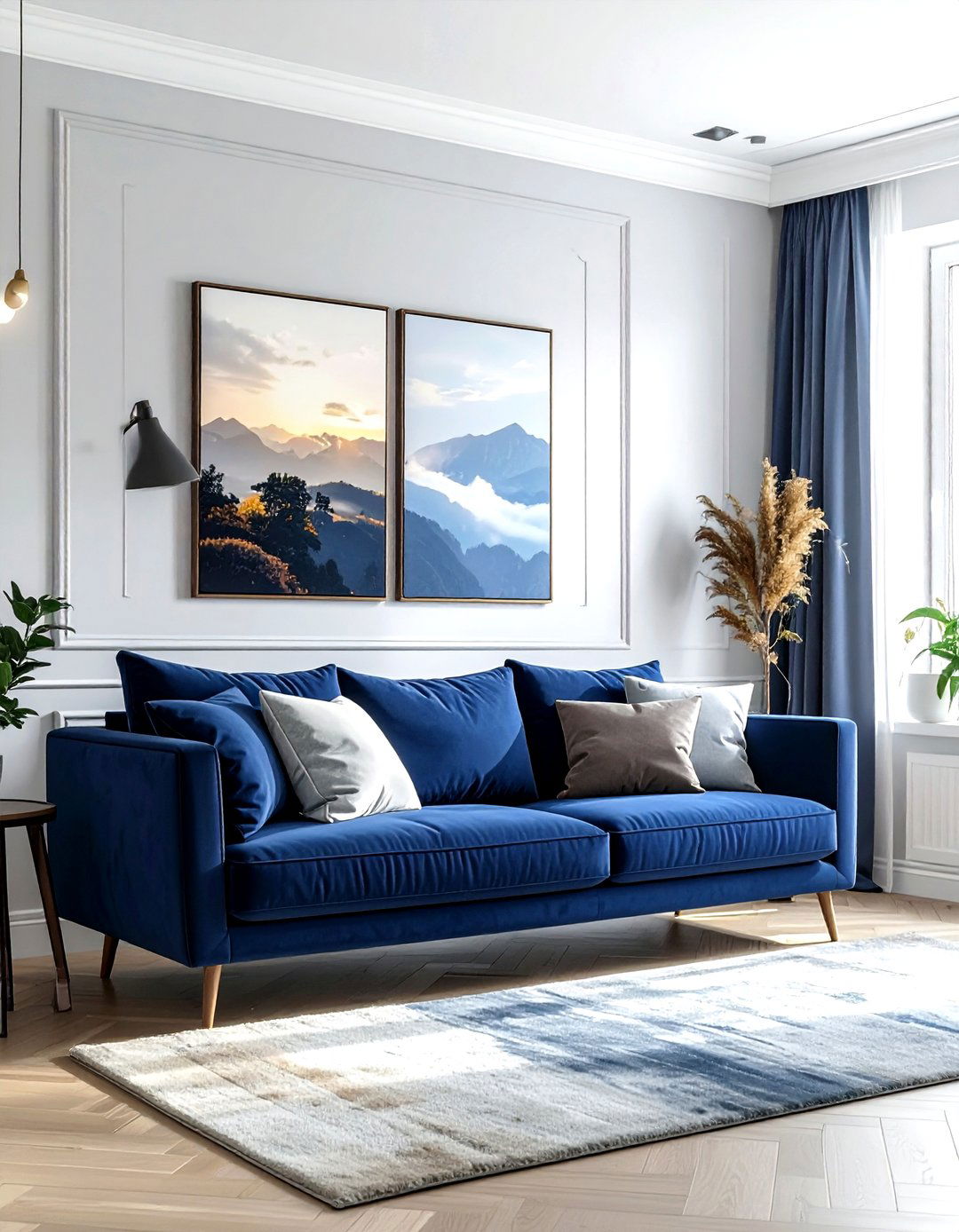 Picture rail above sofa - 30 living room picture rail ideas