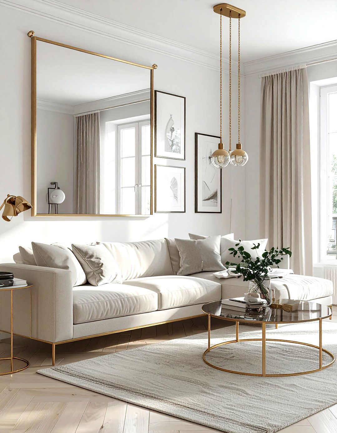 Picture rail with mirrors - 30 living room picture rail ideas