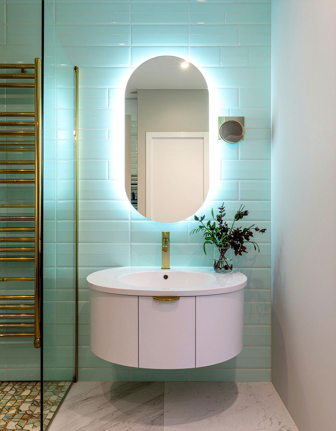 Pill Shaped LED Mirror - 30 LED bathroom mirror ideas