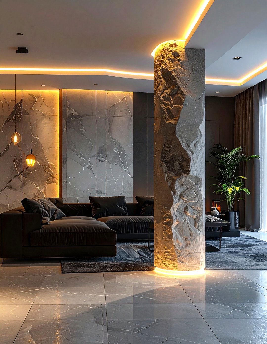 Pillar With Lighting - 30 living room pillar ideas
