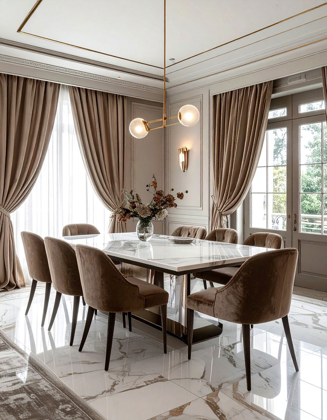 Pinch pleat drapery - 30 dining room drape ideas