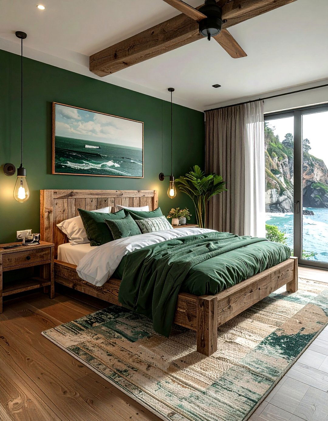 Pine Green Coastal Bedroom - 30 coastal green bedroom ideas