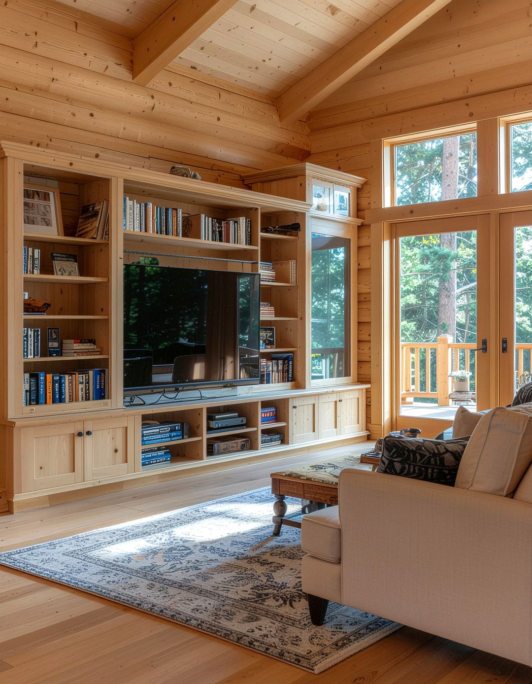 Pine Media Center - 30 living room lodge furniture ideas