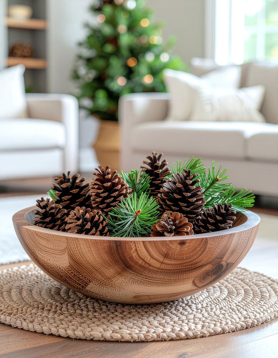 Pine cone decorative bowls - 30 woodland living room ideas