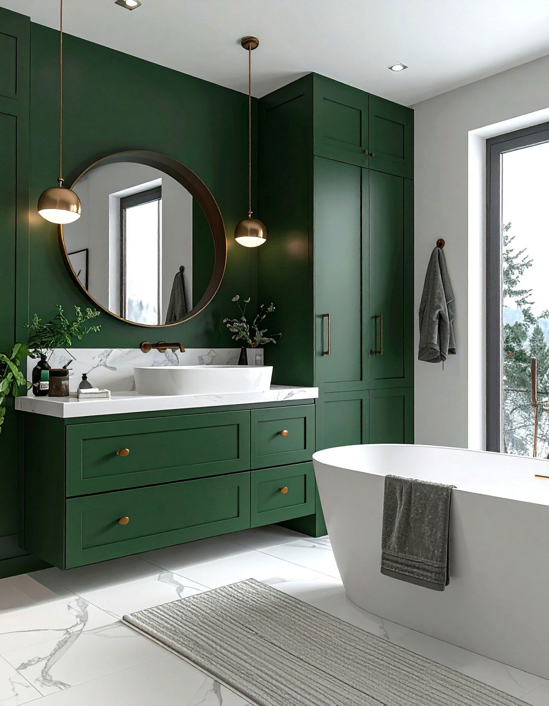 Pine green bathroom - 30 green and white bathroom ideas