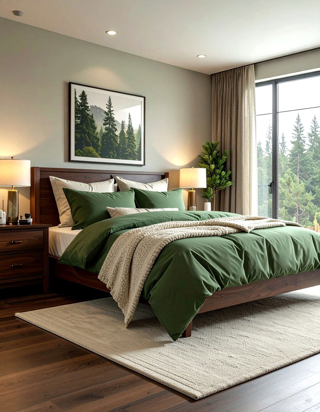 Pine green bedding set - 30 green decor ideas