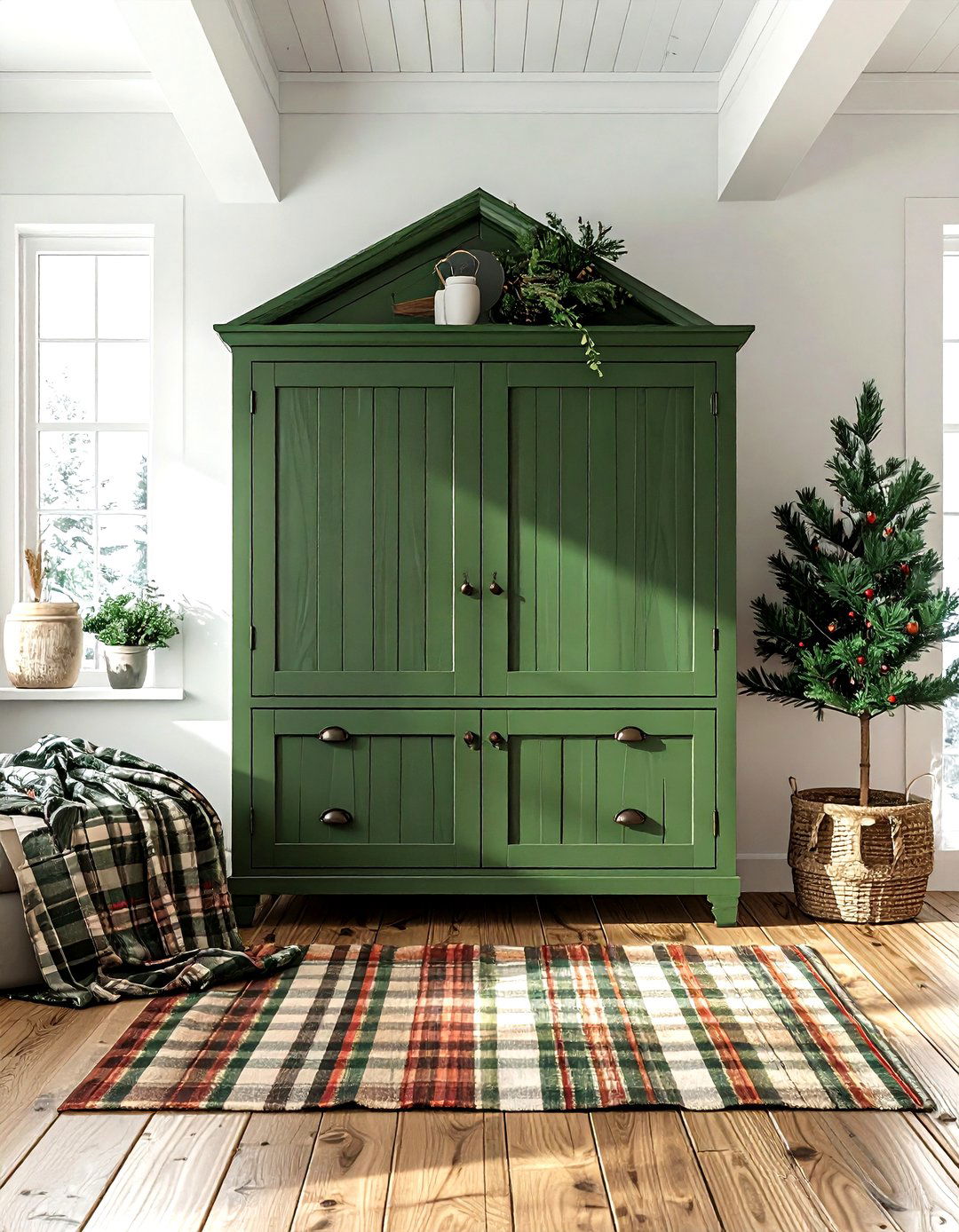 Pine green farmhouse accent - 30 farmhouse green living room ideas