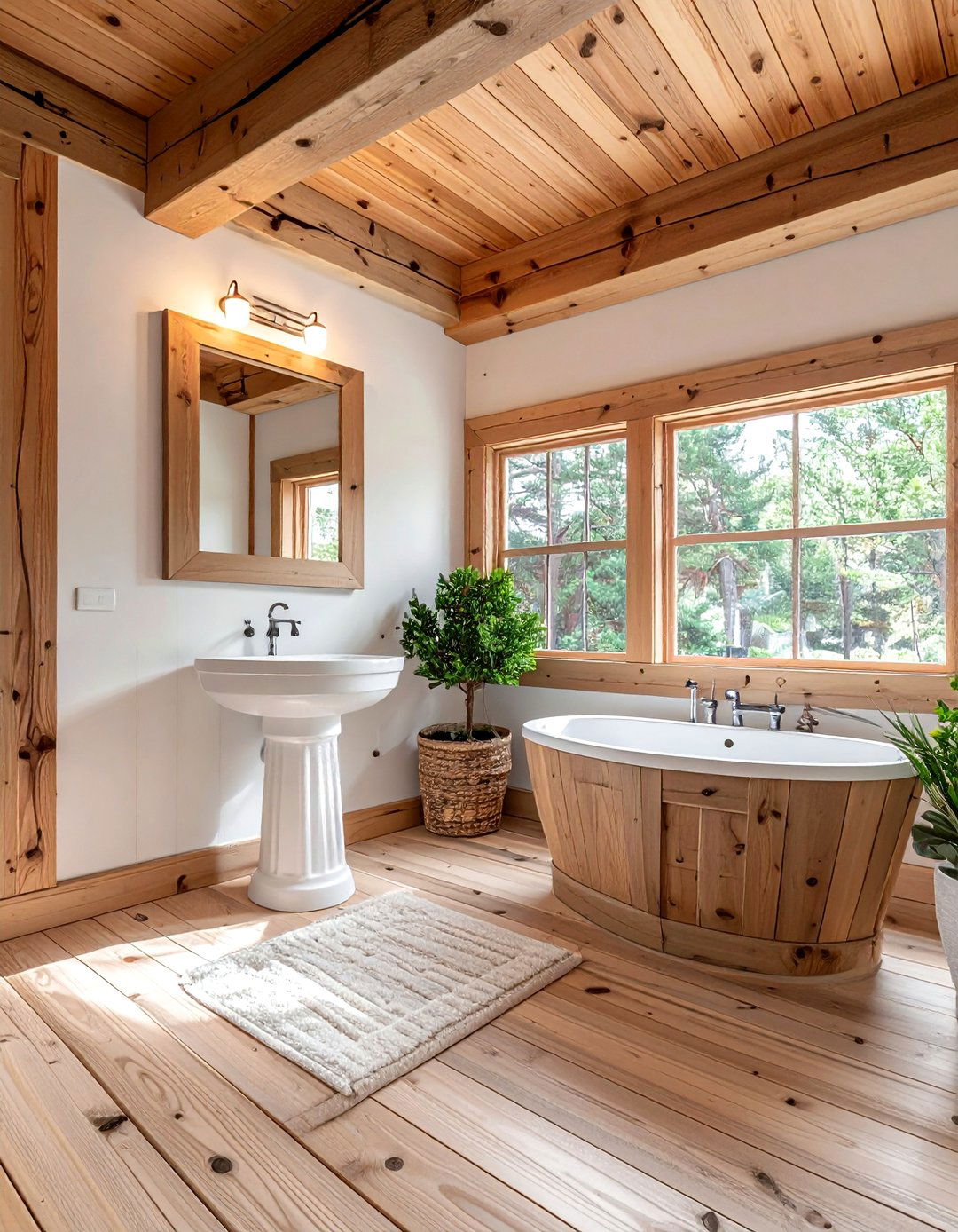 Pine wood ceiling bathroom - 30 wood ceiling bathroom ideas