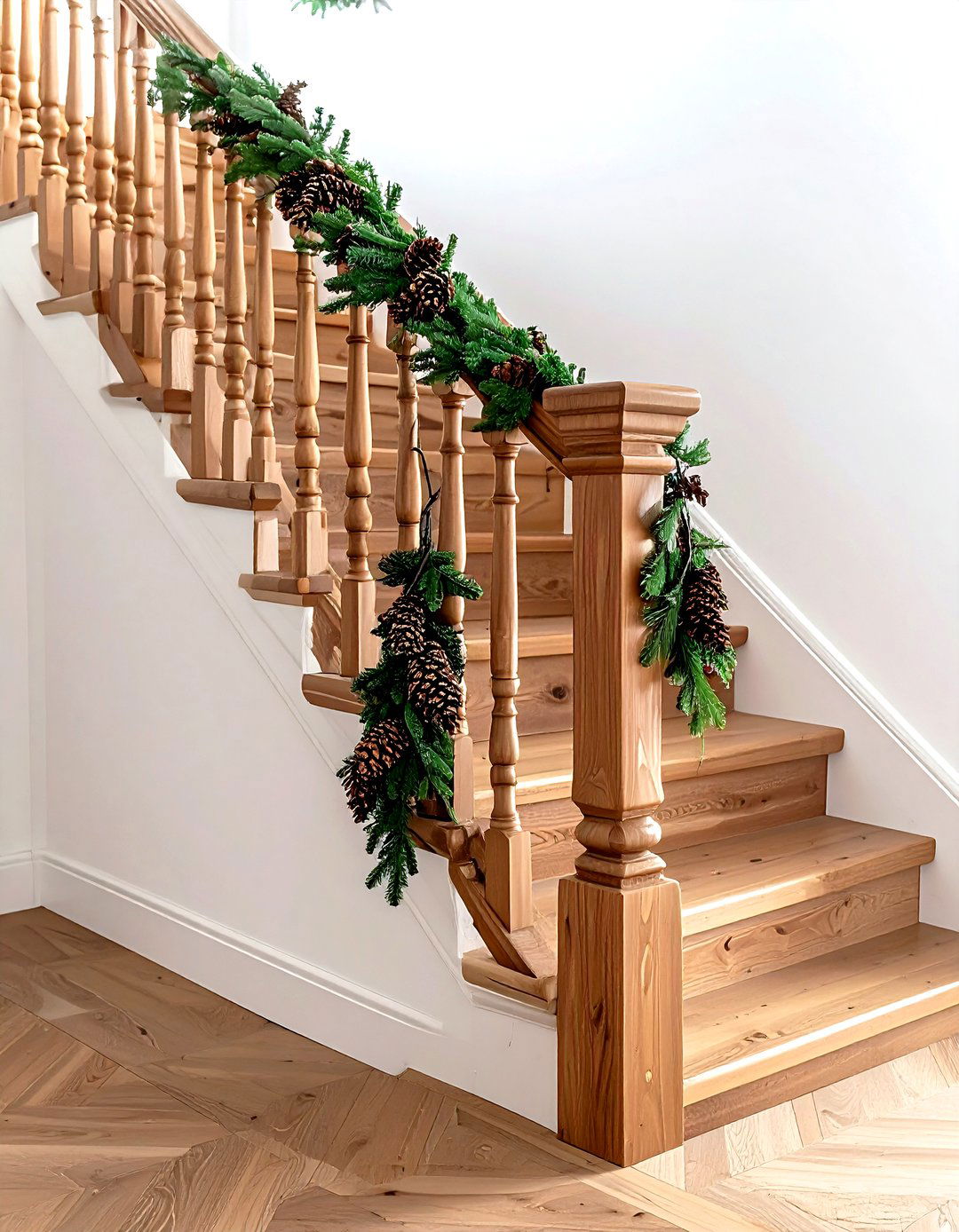 Pinecone Banister Decor - 30 banister decor ideas