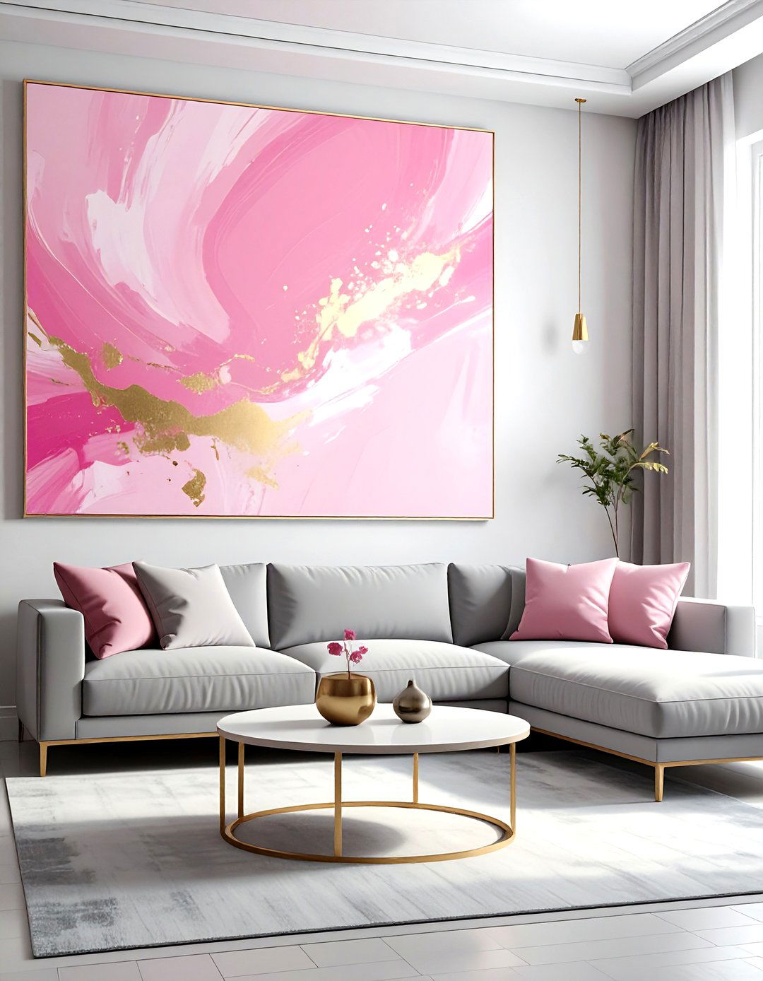 Pink Abstract Wall Art - 30 blush living room ideas