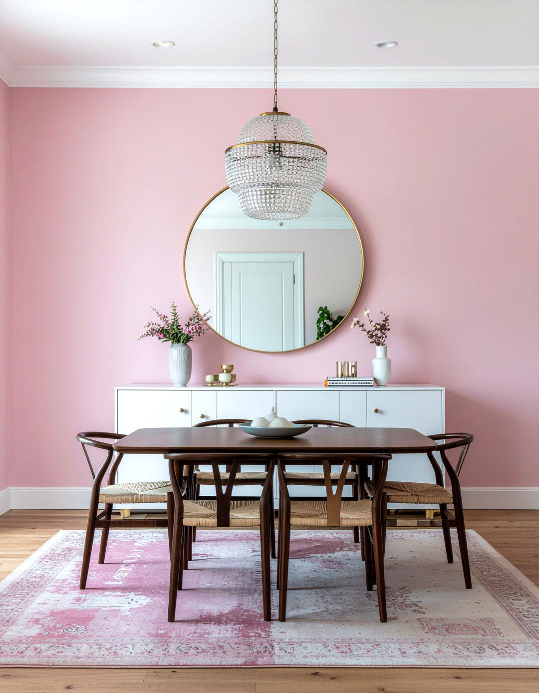 Pink Accent Wall - 30 pink dining room ideas