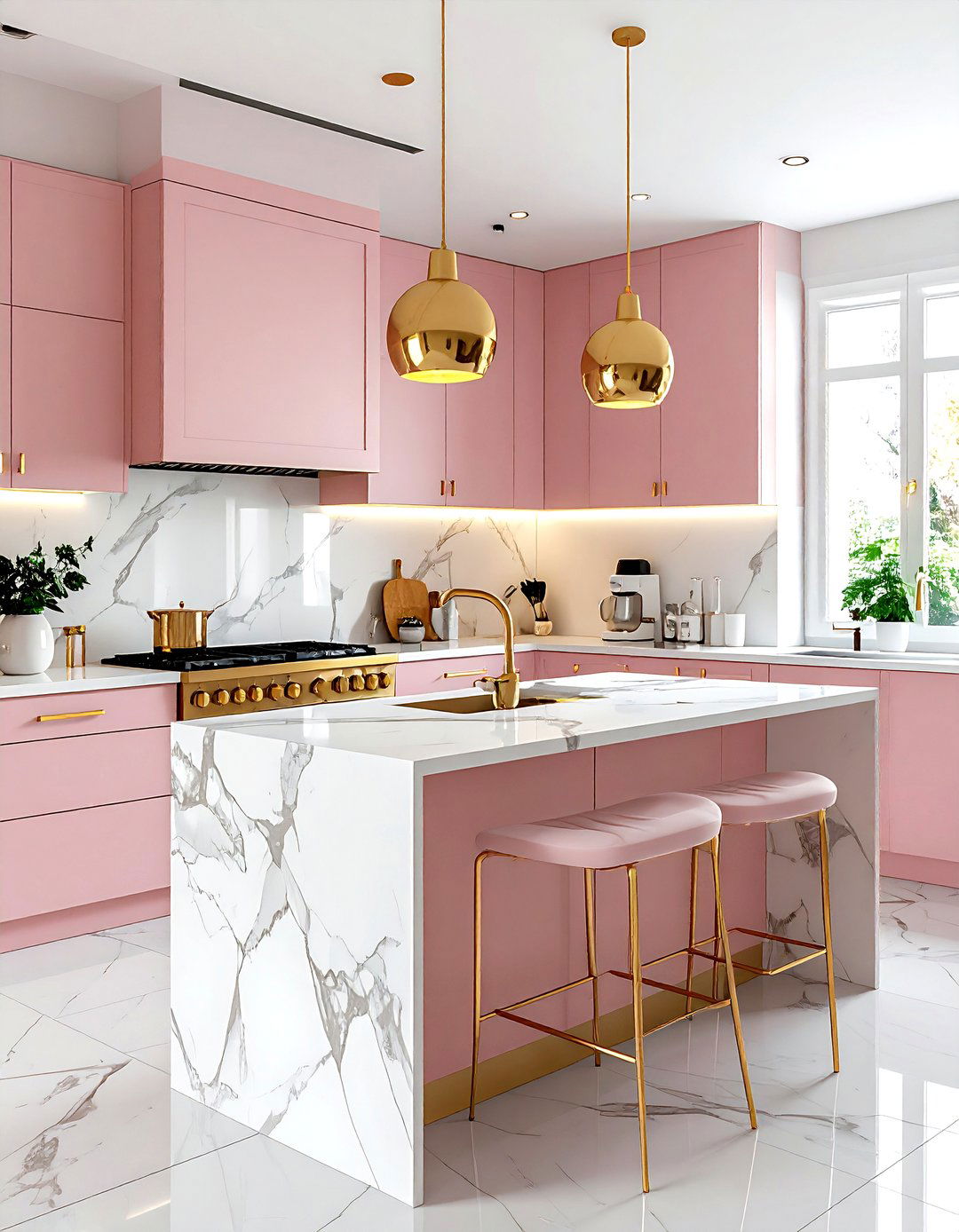 Pink And Gold Kitchen - 30 pink kitchen ideas