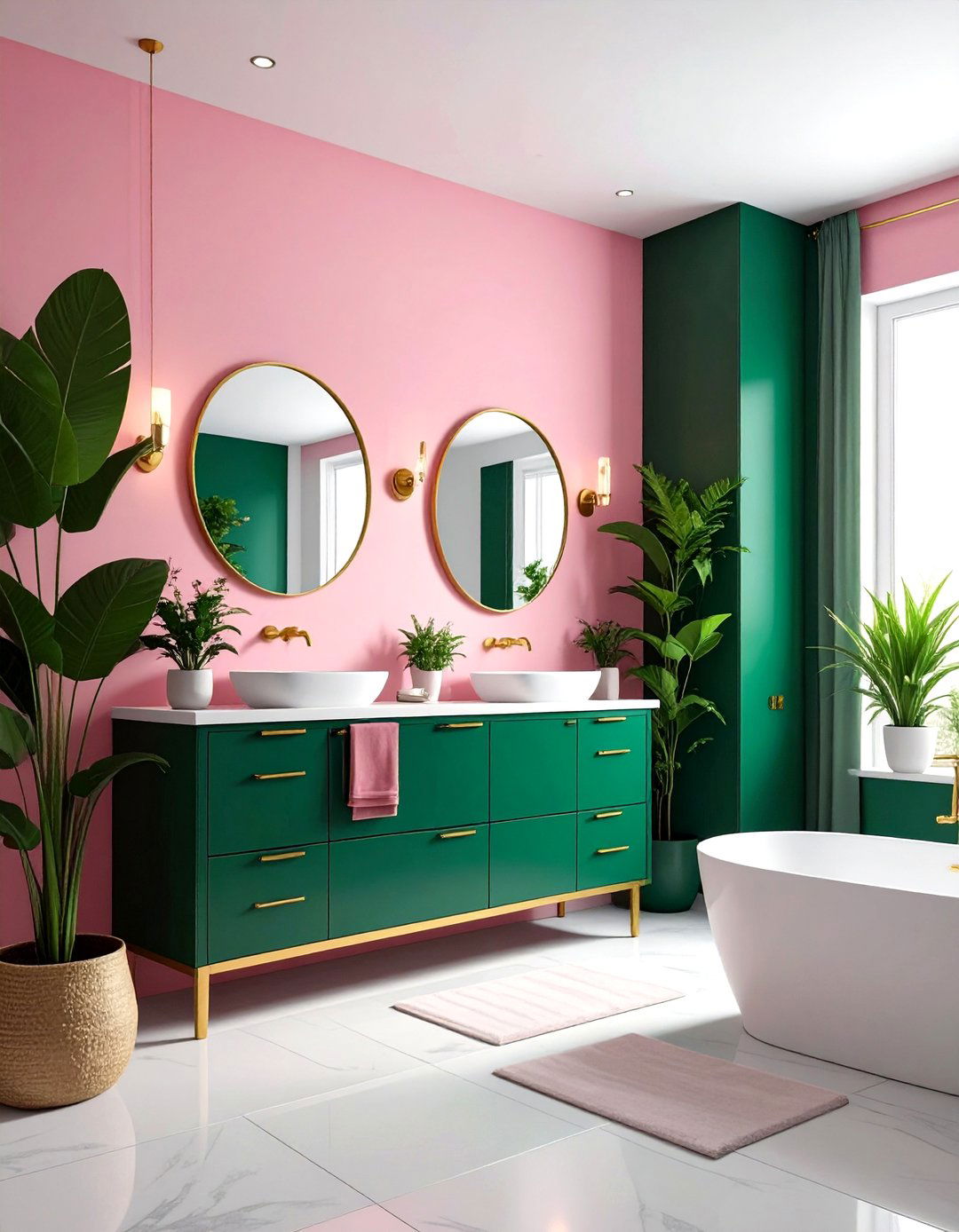Pink And Green Bathroom - 30 blush pink bathroom ideas