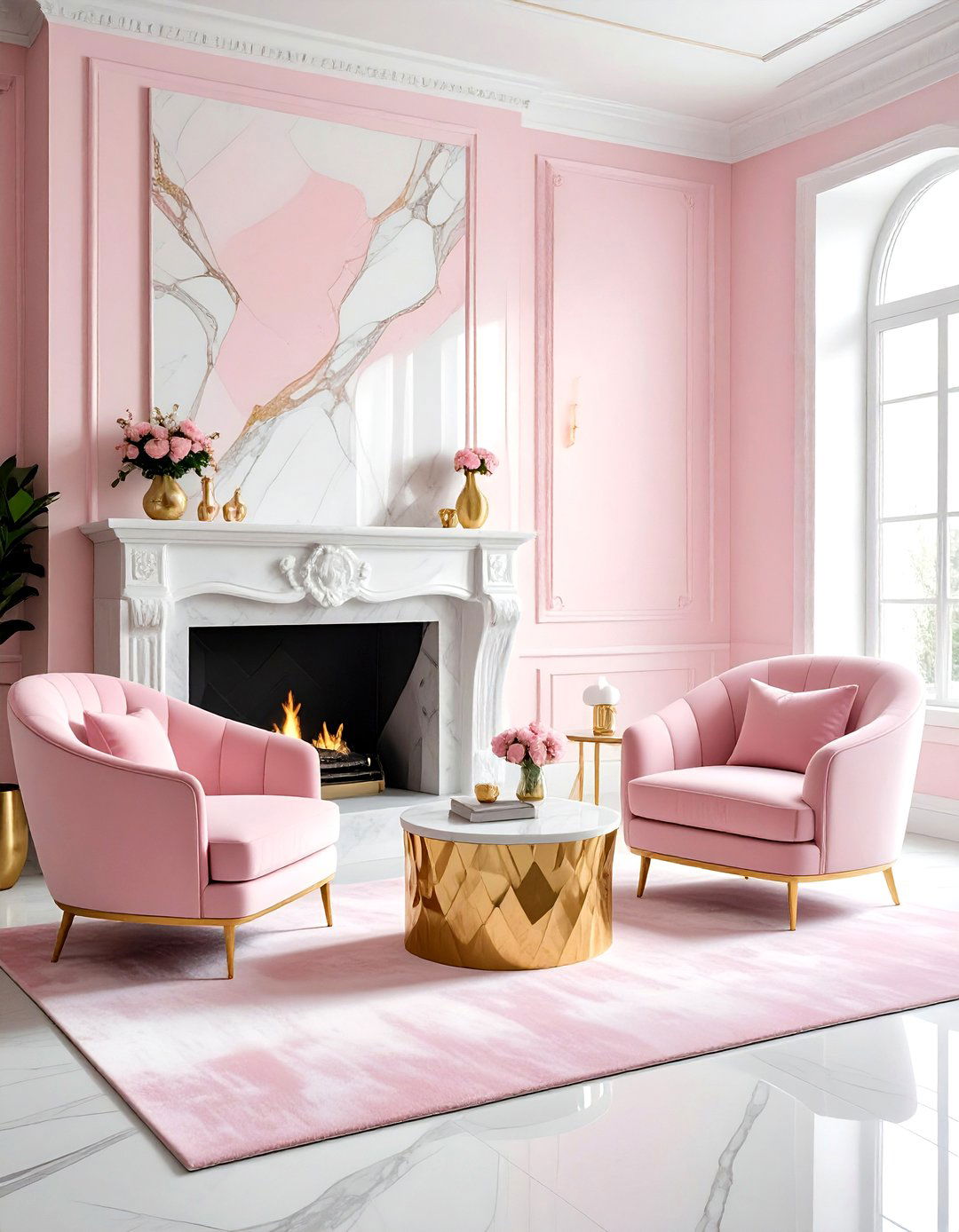 Pink And Marble Living Room - 30 blush living room ideas