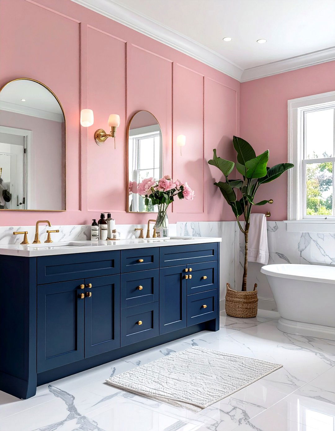 Pink And Navy Bathroom - 30 blush pink bathroom ideas