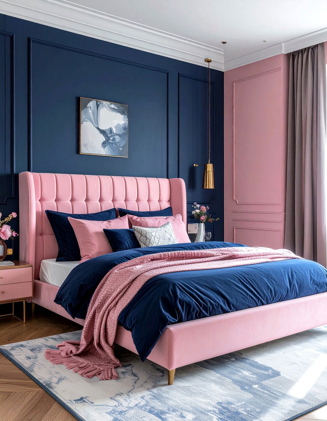 Pink And Navy Bedroom - 30 pink bedroom ideas