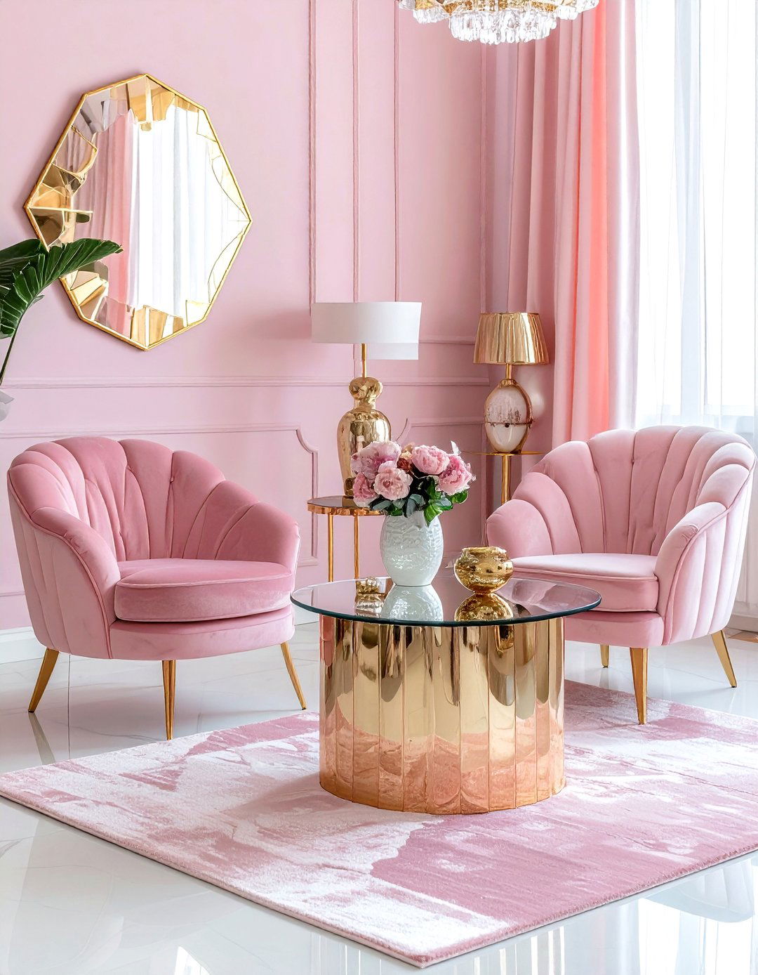 Pink Art Deco Living Room - 30 blush living room ideas