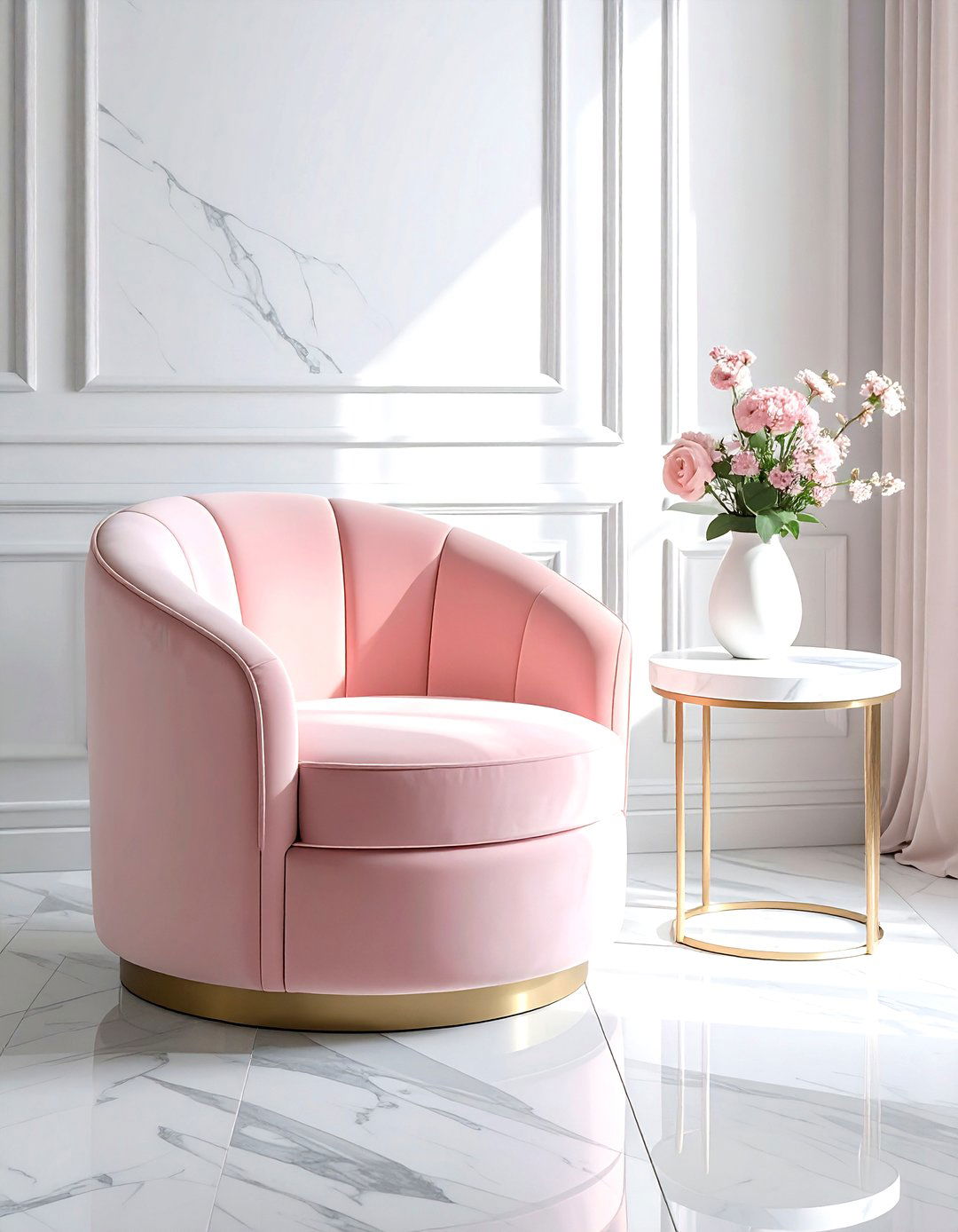 Pink Barrel Chair - 30 living room barrel chair ideas