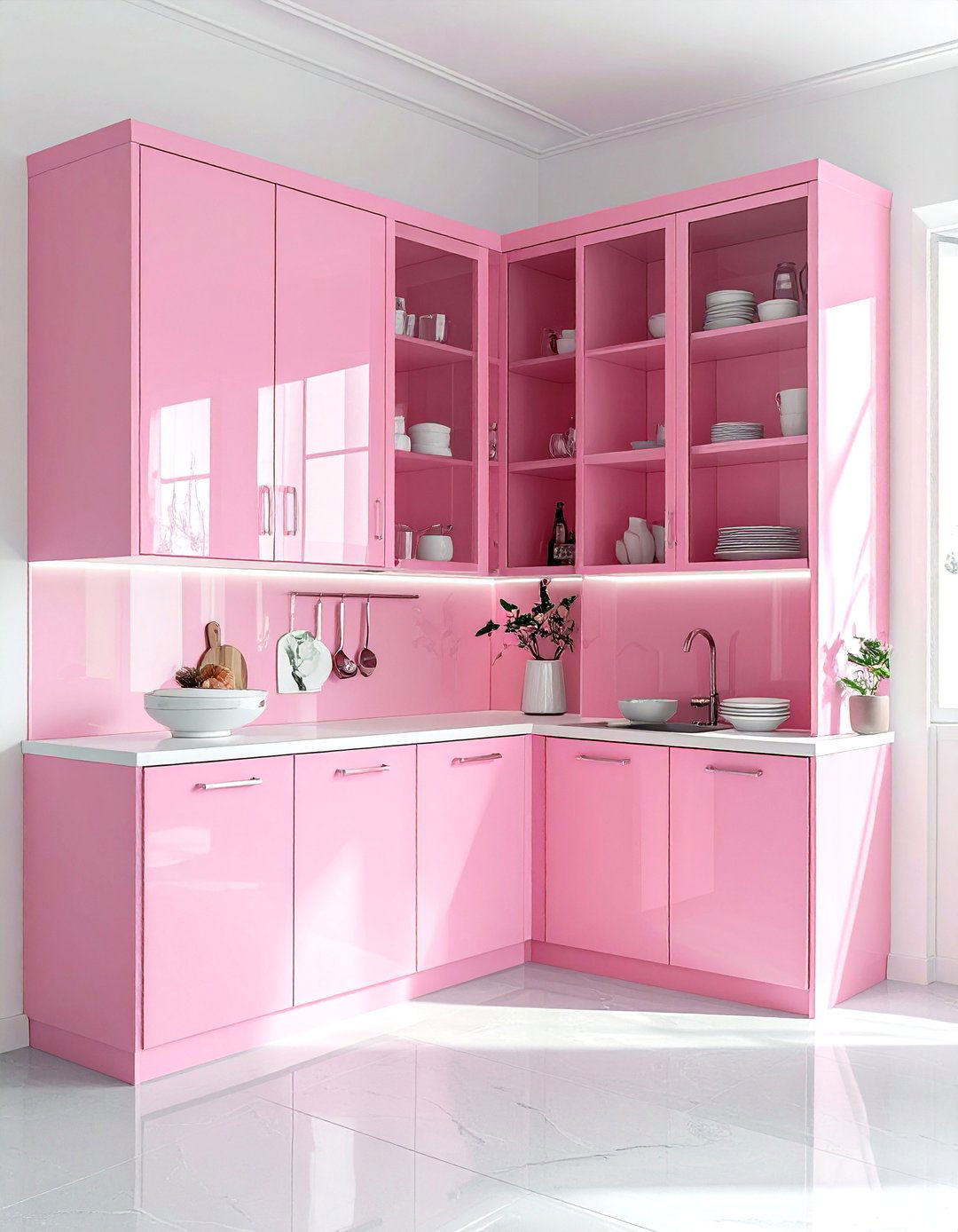 Pink Cabinet Interiors - 30 pink kitchen ideas