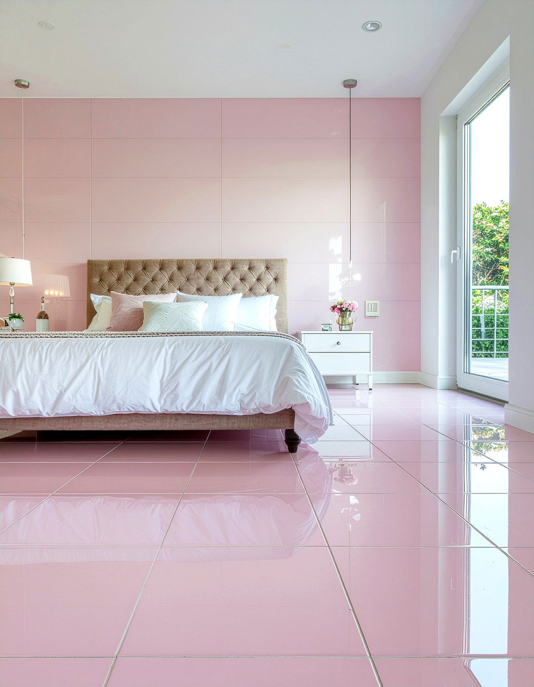 Pink Ceramic Tile - 30 bedroom tile designs
