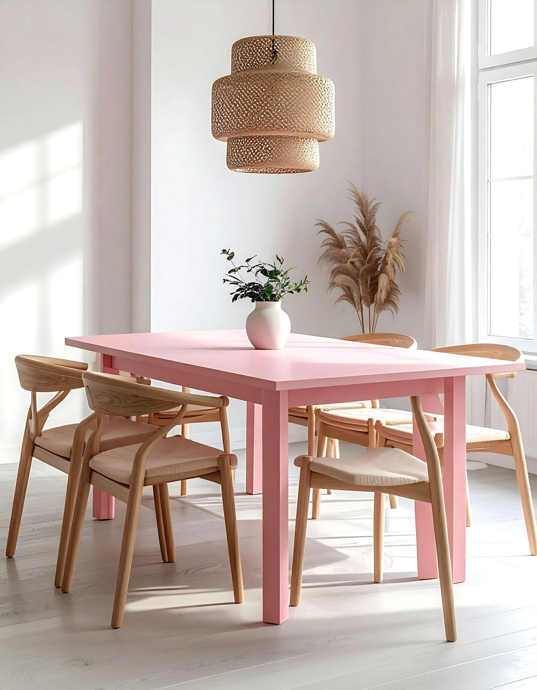 Pink Dining Table - 30 painted dining room furniture ideas