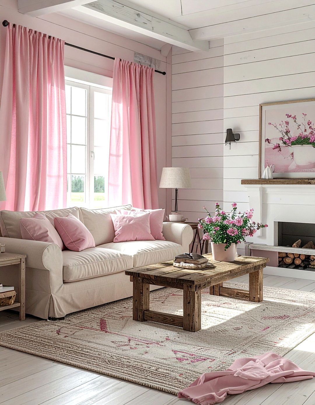 Pink Farmhouse Living Room - 30 blush living room ideas