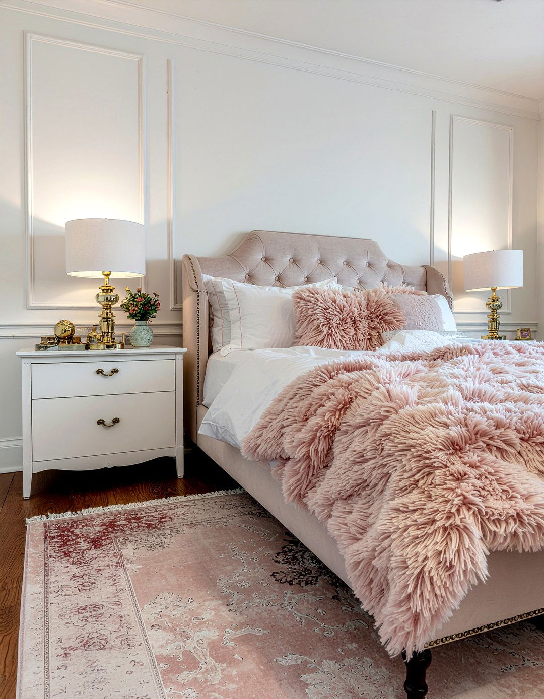 Pink Faux Fur Bedroom Accents - 30 faux fur bedroom ideas