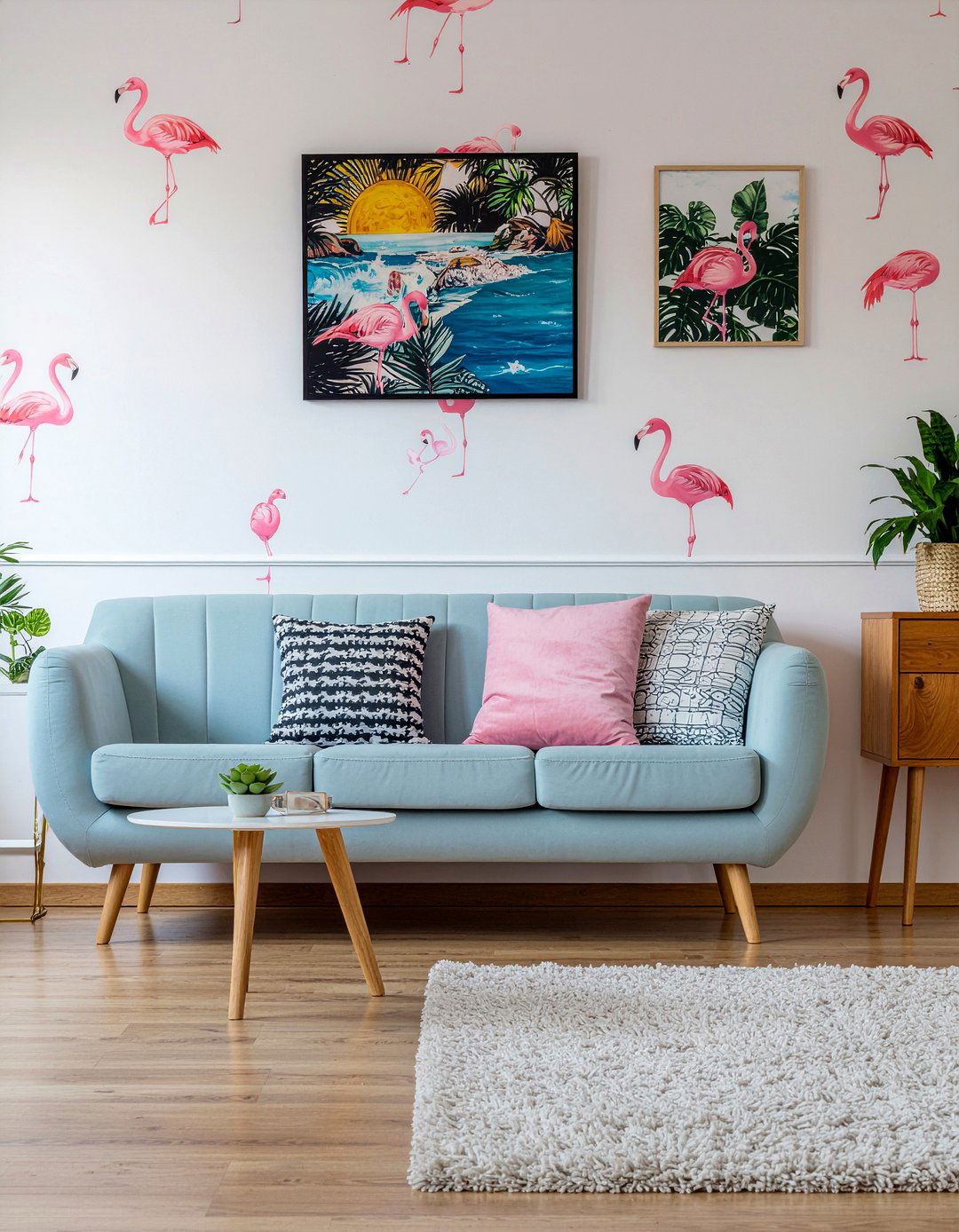 Pink Flamingo Wallpaper - 30 living room tropical wallpapers