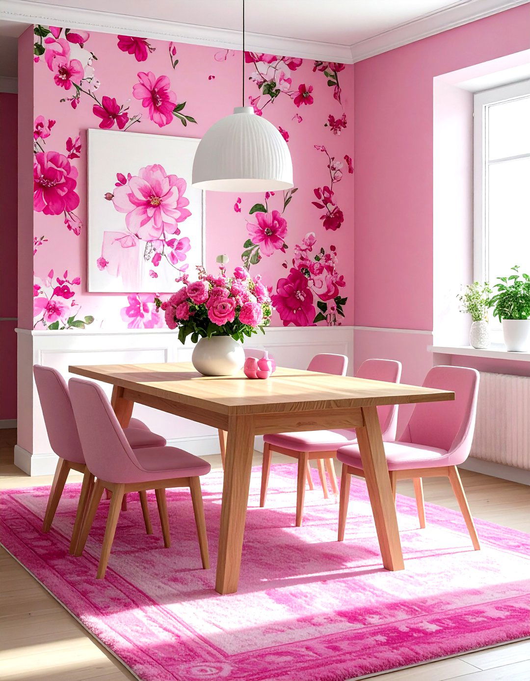 Pink Floral Dining Room - 30 floral dining room ideas