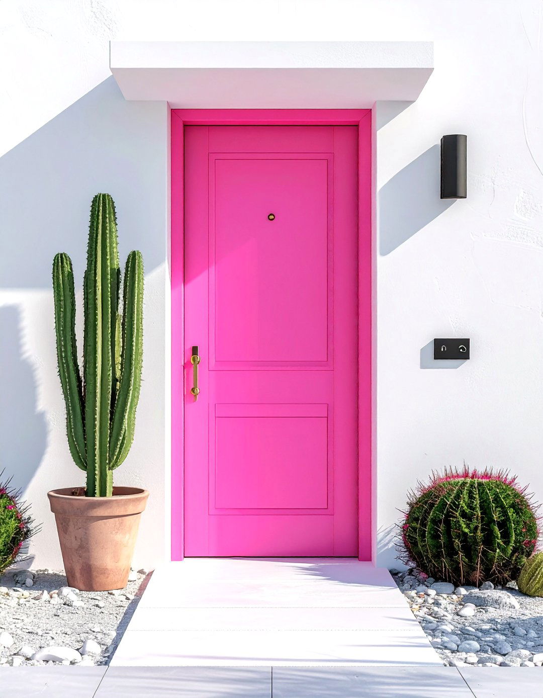 Pink Front Door - 30 Palm Springs decor ideas