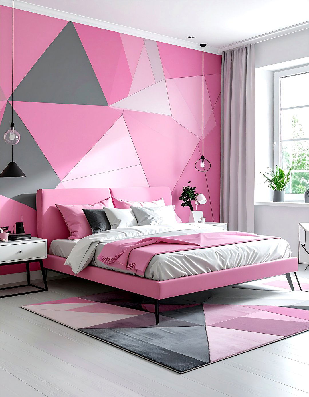 Pink Geometric Bedroom - 30 pink bedroom ideas