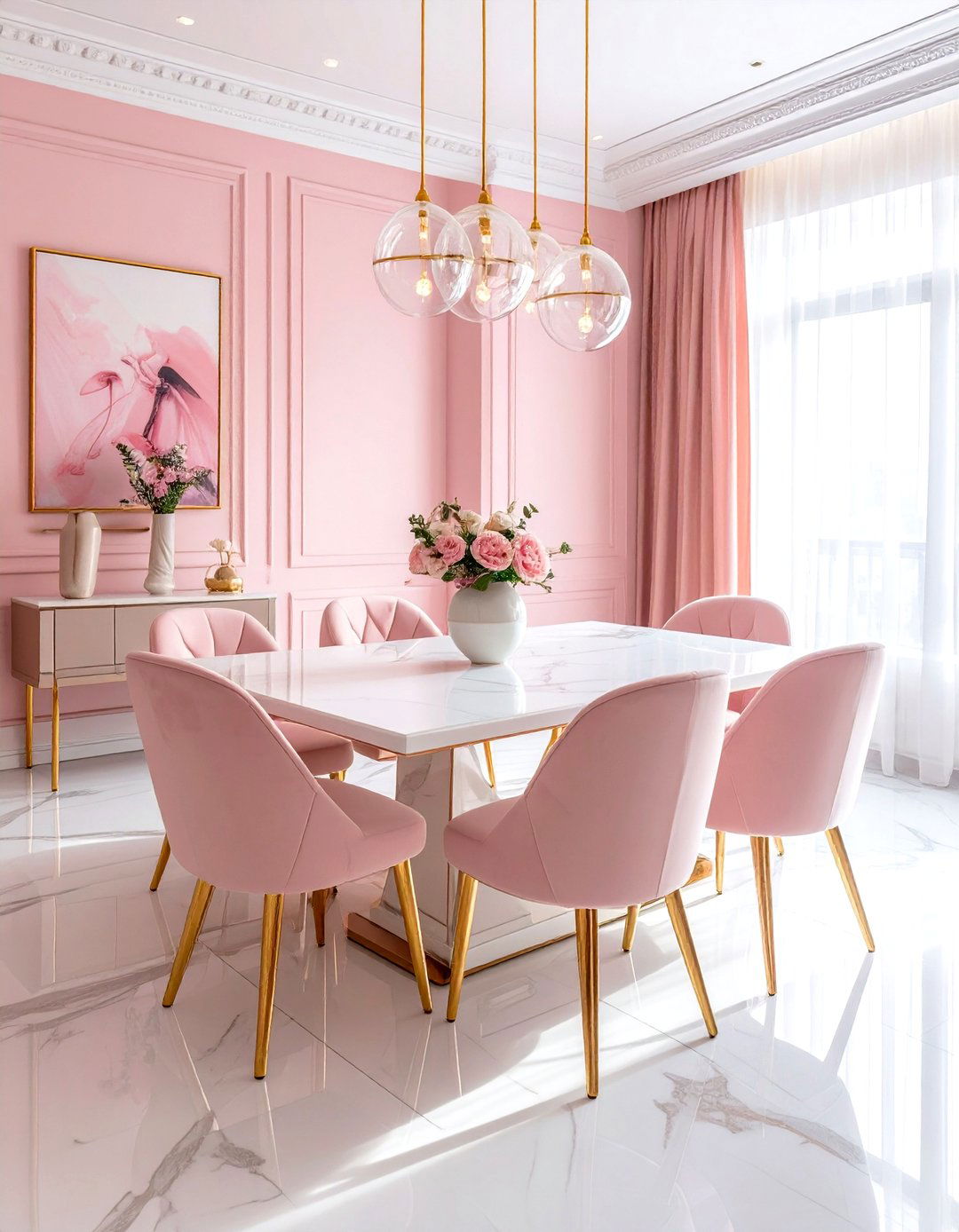 Pink Glam Dining Room - 30 glam dining room ideas