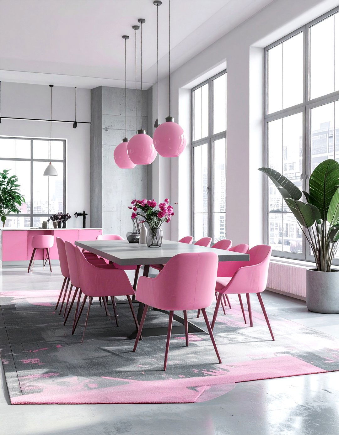 Pink Gray Urban Loft Dining - 30 pink gray dining room ideas
