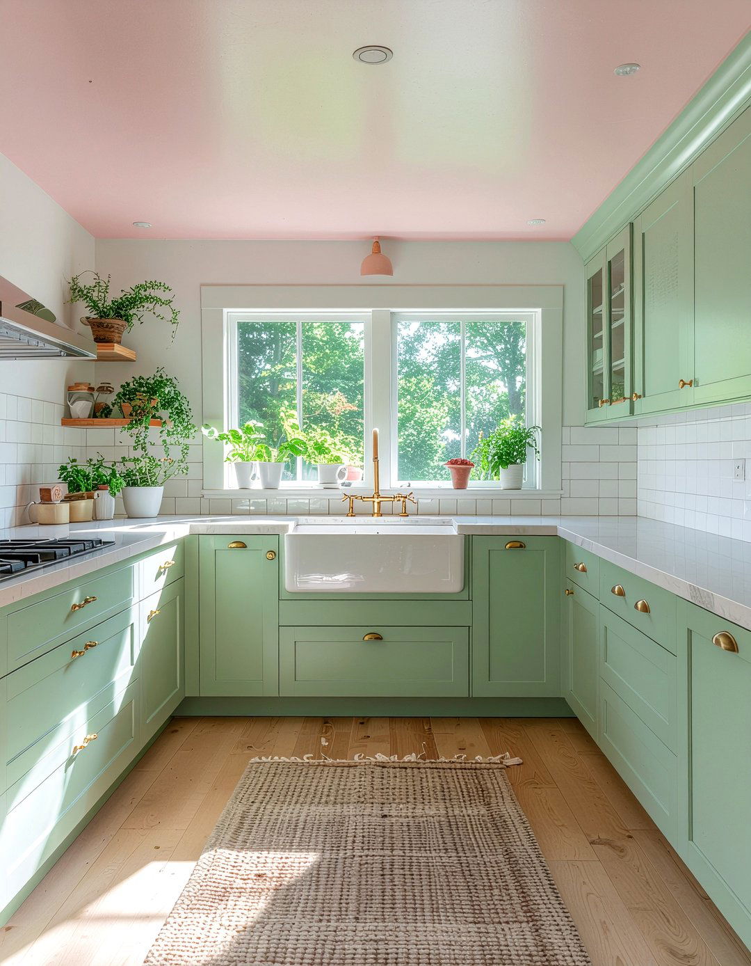 Pink Kitchen Ceiling - 30 kitchen painted ceiling ideas