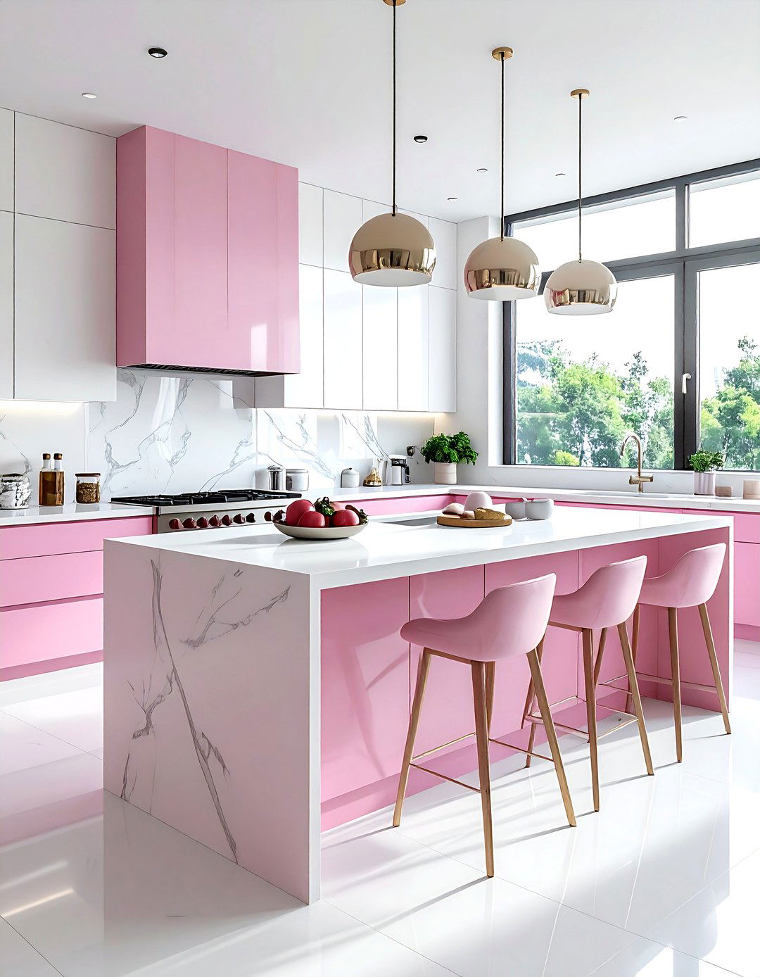 Pink Kitchen Island White Countertop - 30 pink and white kitchen ideas