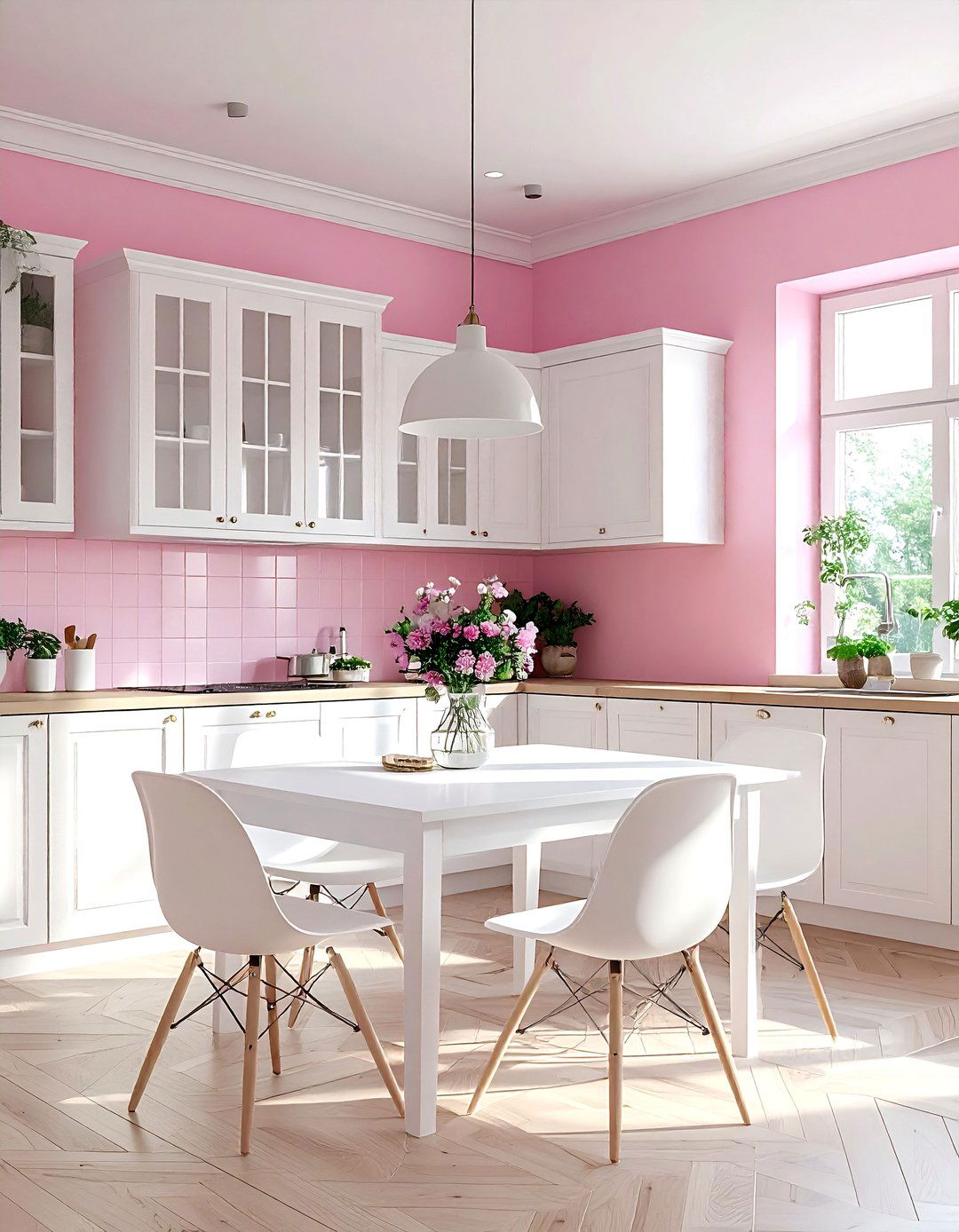 Pink Kitchen Walls White Furniture - 30 pink and white kitchen ideas
