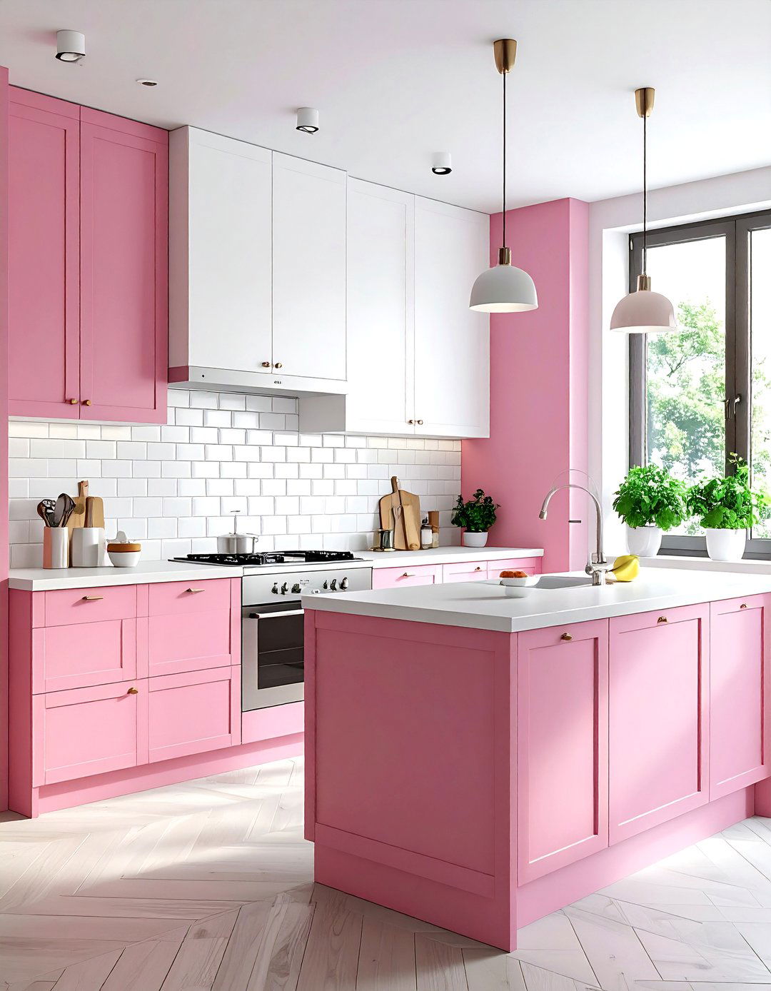 Pink Lower Cabinets White Upper Cabinets - 30 pink and white kitchen ideas