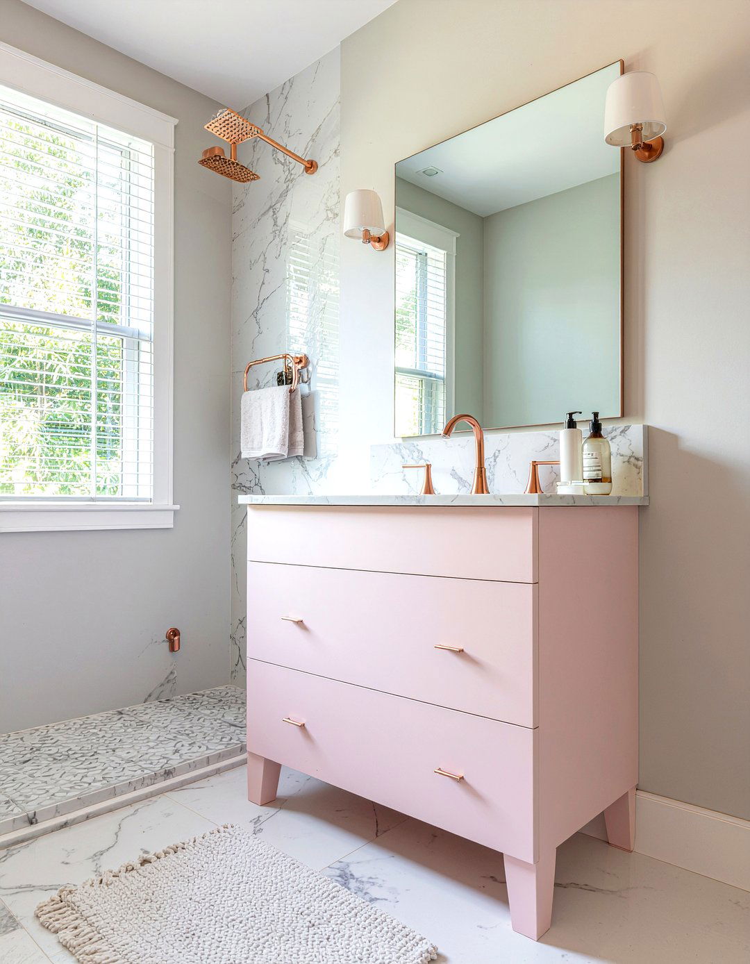 Pink Marble Bathroom - 30 marble tile bathroom ideas