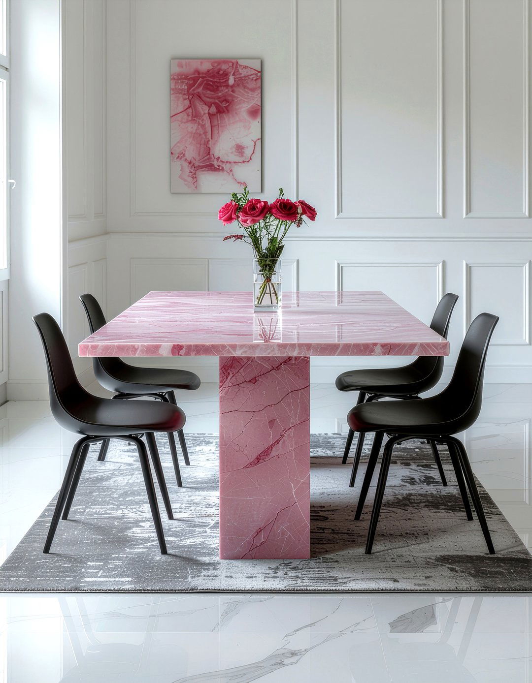 Pink Marble Table - 30 pink dining room ideas