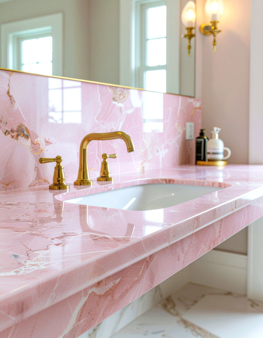 Pink Marble Vanity Top - 30 pink bathroom ideas