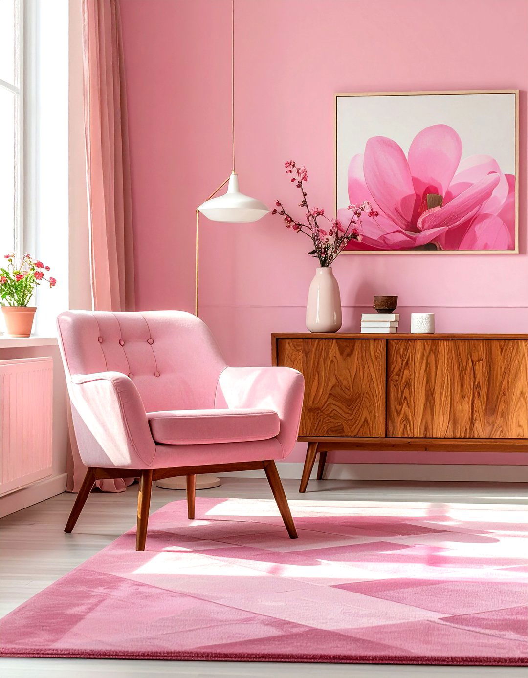 Pink Mid Century Modern Living Room - 30 blush living room ideas