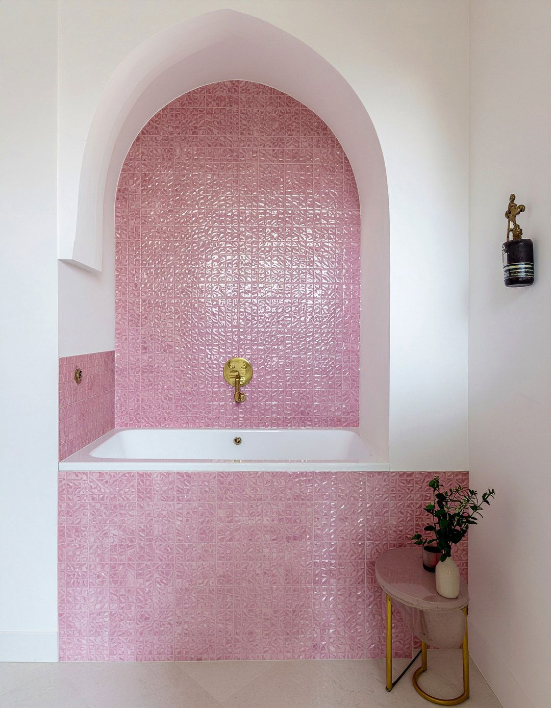 Pink Moroccan Tile - 30 millennial pink bathroom ideas