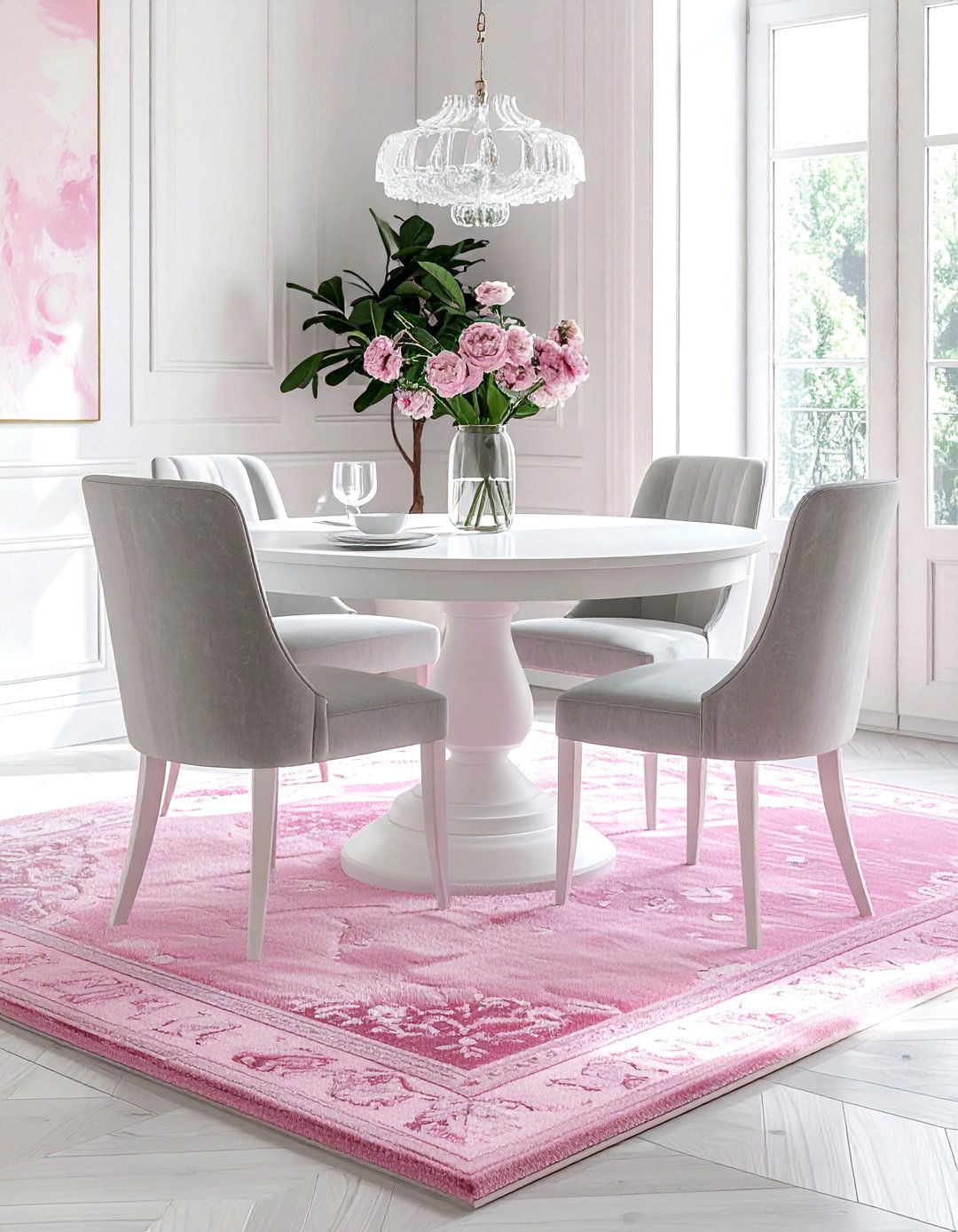 Pink Oriental Rug Dining Room - 30 colorful rug dining room ideas