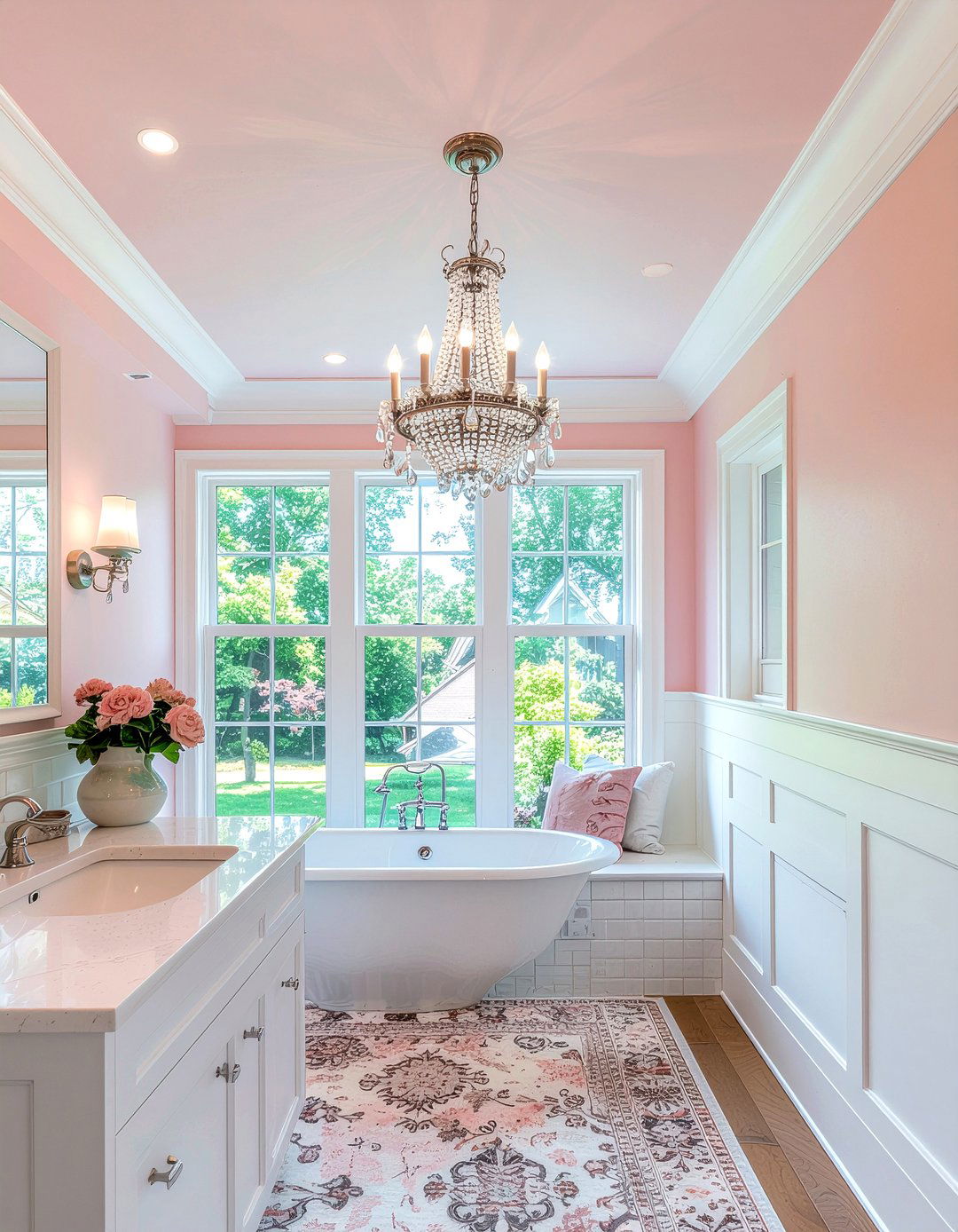 Pink Painted Ceiling - 30 pink bathroom ideas