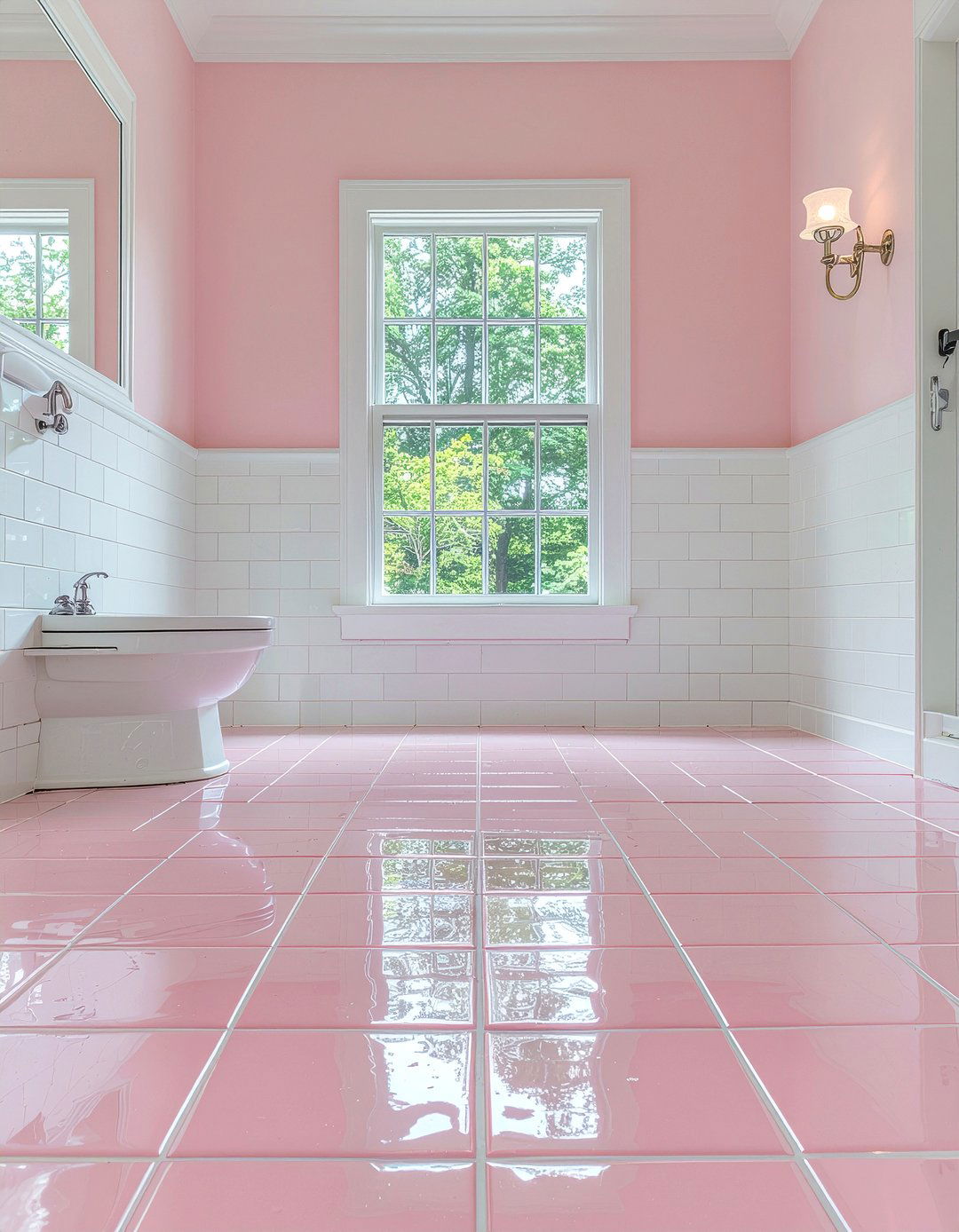 Pink Penny Tile - 30 pink bathroom ideas