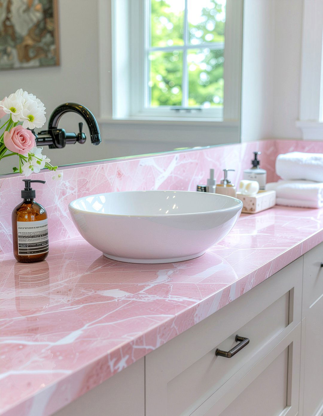 Pink Quartz Bathroom Counter - 30 quartz countertop bathroom ideas