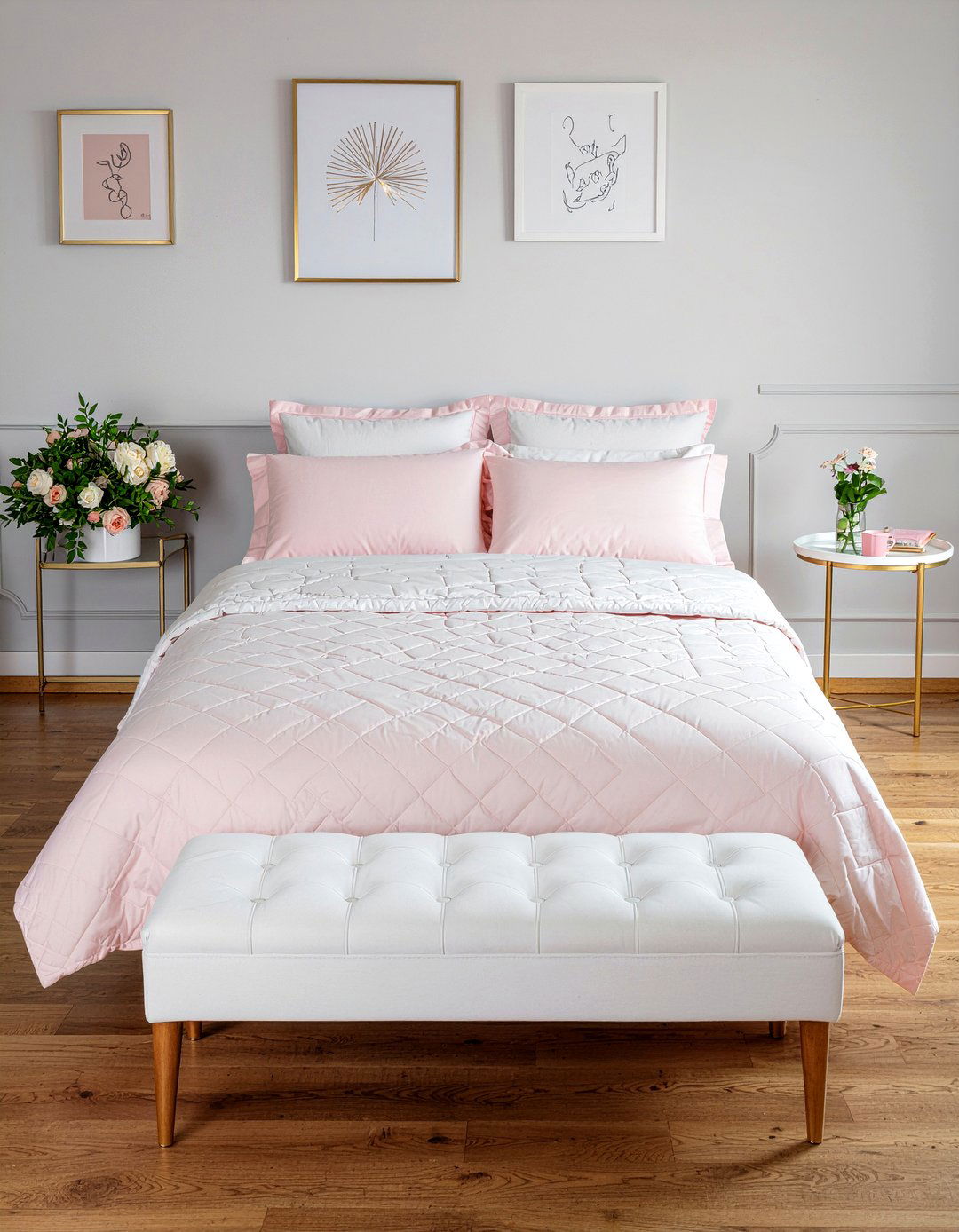 Pink Quilted Bedset - 30 quilted bedroom ideas