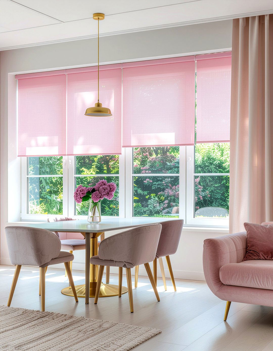 Pink Roman Shades - 30 dining room roman shade ideas