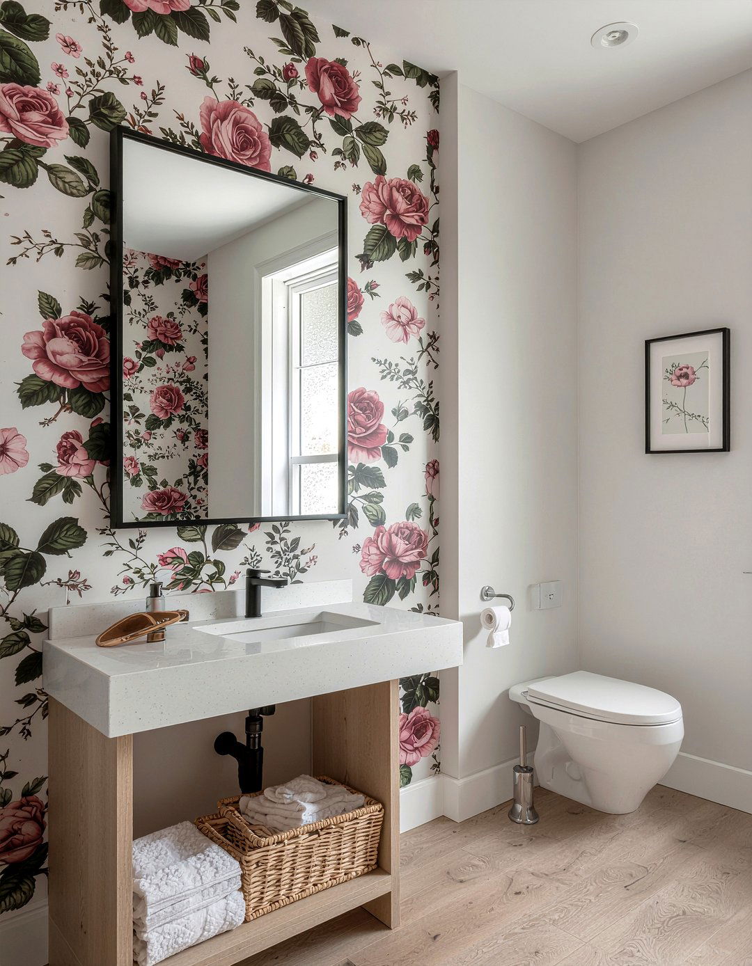 Pink Rose Wallpaper - 30 pink bathroom ideas