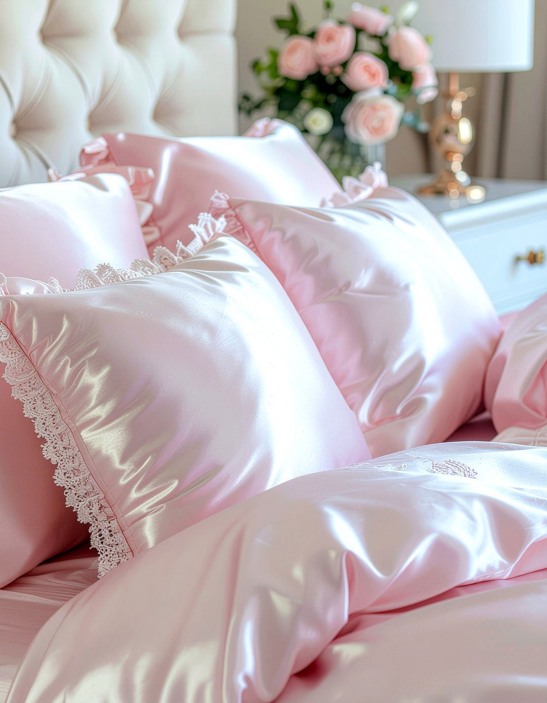 Pink Satin Pillowcases - 30 satin bedroom ideas